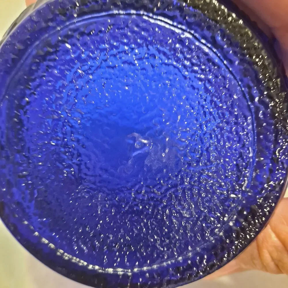 Antique Cobalt Blue Candy Canister Jar Fruit Motif 7